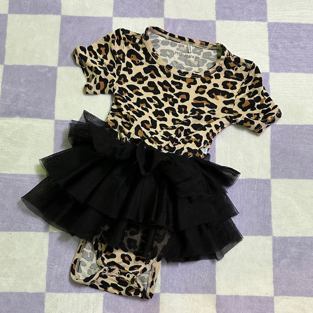 Posh Peanut Animal Print Dance Outfit with Black Tulle Skirt